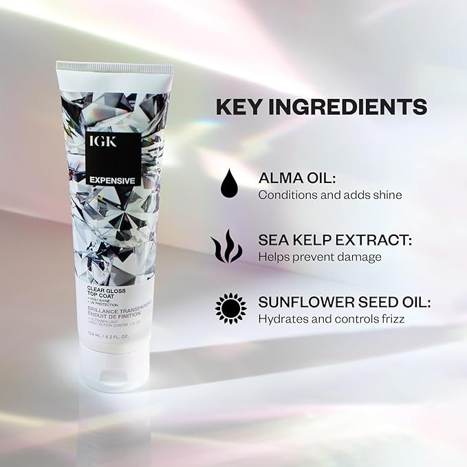 IGK EXPENSIVE Clear Gloss Top Coat | Shine + Strengthen + Smooth | Vegan + Cruelty Free | 4.2 Oz (Pack of 2)-GlimoraGlow