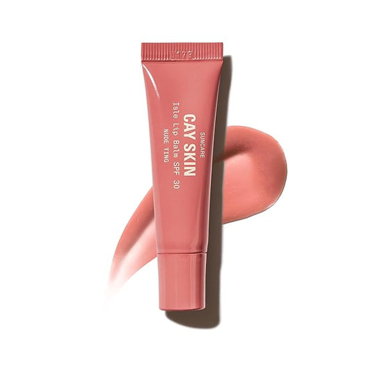 Cay Skin Isle Lip Balm SPF 30 – High Shine, Hydrating + Sheer Lip Gloss in Vanilla Brown Sugar Flavor – Formulated with Natural Ingredients for All Skin Tones – Nude Ting-GlimoraGlow