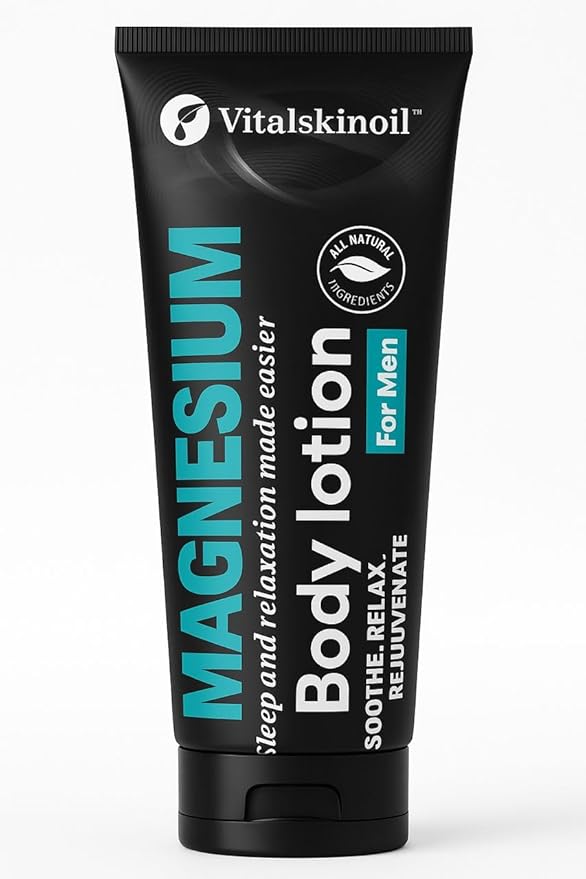 Magnesium Glycinate Body Lotion, Body Butter Cream for Men. Cologne Scented, 5.29 oz, Sleep Easy Formula-GlimoraGlow