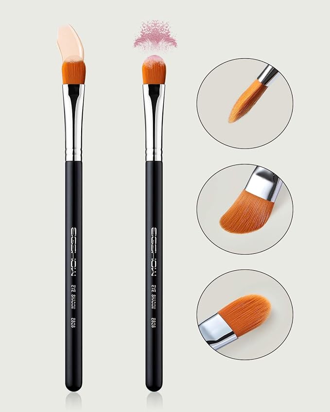 Concealer Brushes, EIGSHOW Eyeshadow Primer Brush for Concealer, Blending, Eyeshadow - Professional Tools for Applying Cream, Liquid Shadows and Eye Primer Base (E828 2piece)-GlimoraGlow