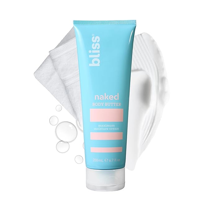 Bliss - Naked Body Butter - Unscented - Maximum Moisture Cream - 6.7 Fl Oz - Daily Moisturizer for Women & Men - Fragrance Free - Vegan and Cruelty Free-GlimoraGlow
