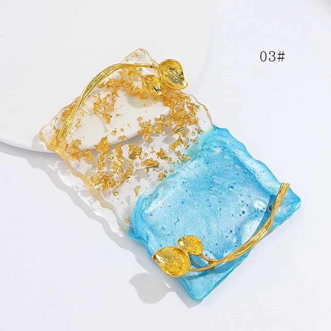 2023 Retro Nail Art Palette, Nail Painting Mixed Color Palette with Leaves Handle, Nail Holder Gel Color Makeup Display Board Pallet (Blue)-GlimoraGlow