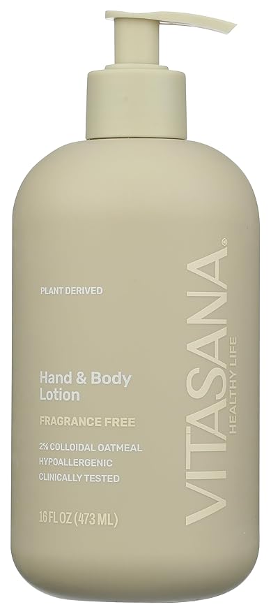 Vitasana Hydrating Hand & Body Lotion, 16 oz – Fragrance‑Free, 99% Plant‑Derived with 2% Colloidal Oatmeal, EWG Verified, Hypoallergenic, Paraben‑Free, Sulfate‑Free, Cruelty‑Free-GlimoraGlow