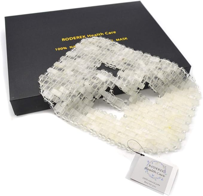 Jade Face Sleeping Mask, Jade Mask for Relieving Face & Eye Puffiness Migraine, Anti Wrinkle Mask Therapy, Yoga Meditation Tools (Clear Crystal)-GlimoraGlow