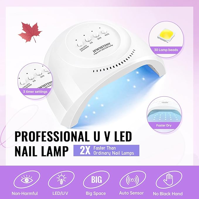 JEWHITENY Poly Gel Nail Kit 14 Colors - Yellow Nude Pink Blue Purple Glitter Tones Starter Kit with UV Lamp Base & Top Coat All-in-One Gift for Women Need U V Light Curing-GlimoraGlow