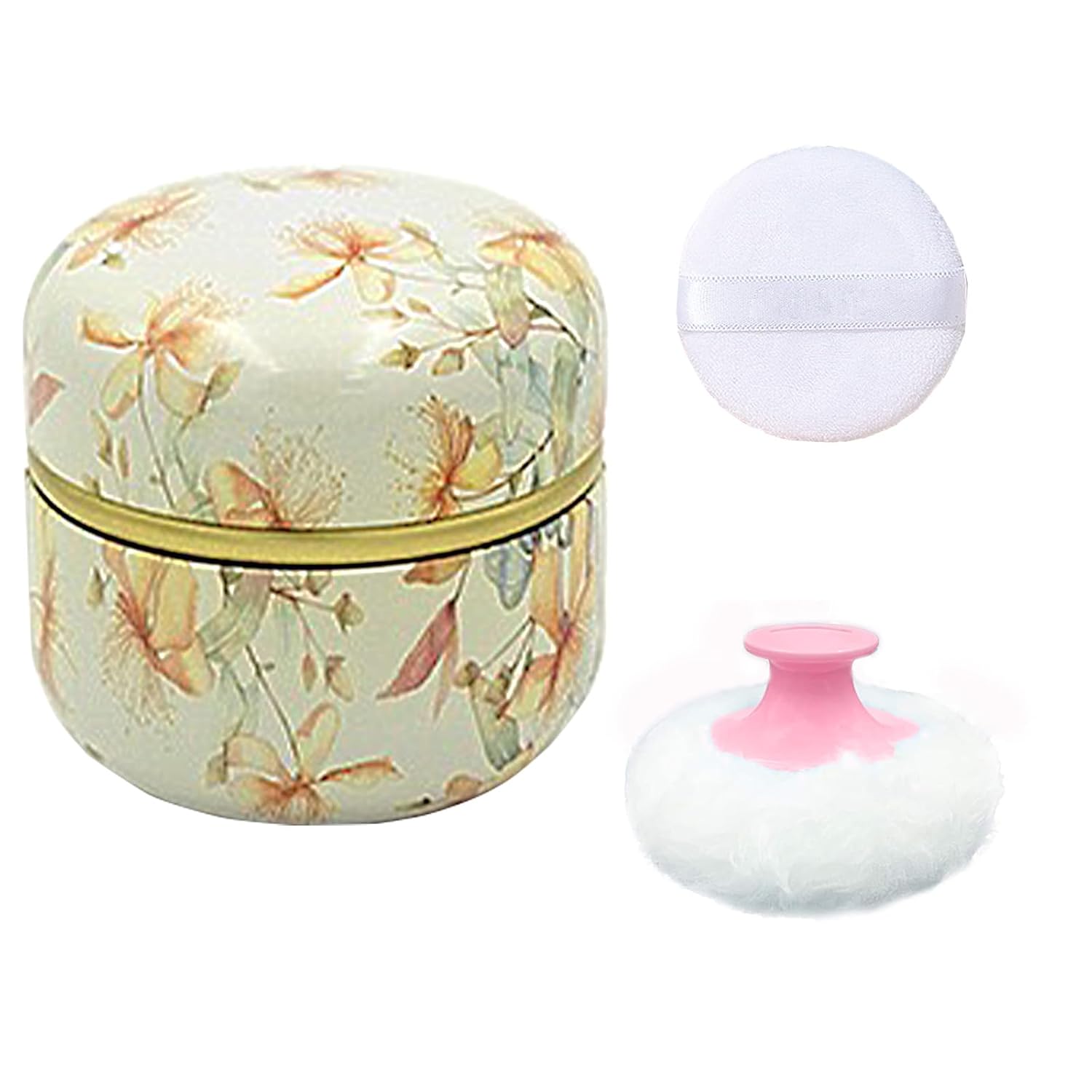 Body Powder Puff and Container for Dusting Powder, Women Powder Puff and Powder Case for Bath and Travel (Yellow Flower)-GlimoraGlow