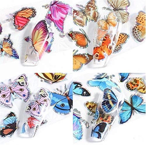 10 Sheets Butterfly Nail Art Foil Transfer Stickers - Holographic Nail Stickers Decals for DIY Starry Sky Manicure-GlimoraGlow