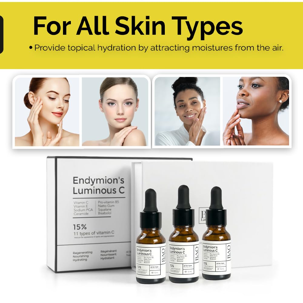 ENDYMION’S LUMINOUS C Face Serum | Bisabolol, Squalane, Vitamin C &E | Multi Vitamin Serum for Brightening, Regenerating And Refreshing Skin| For All Skin Types (45 ML)-GlimoraGlow