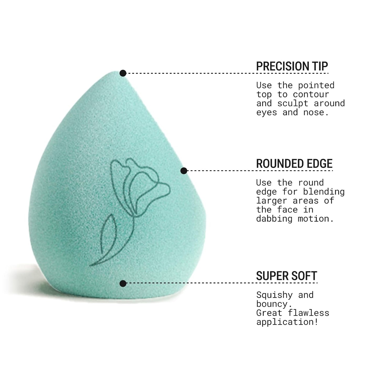 JUNO & Co. Microfiber Makeup Sponge, Dual Layer Technology for Full Coverage Flawless Makeup Blender for Foundation, Powder and Cream (2-Piece Color Duo: Blue and Green)-GlimoraGlow