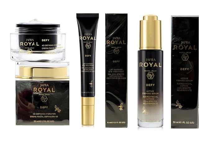 Jafra Royal Jelly Defy Trio-4D Defin Hydrator/Active Firming Serum/Eye Treatment-GlimoraGlow