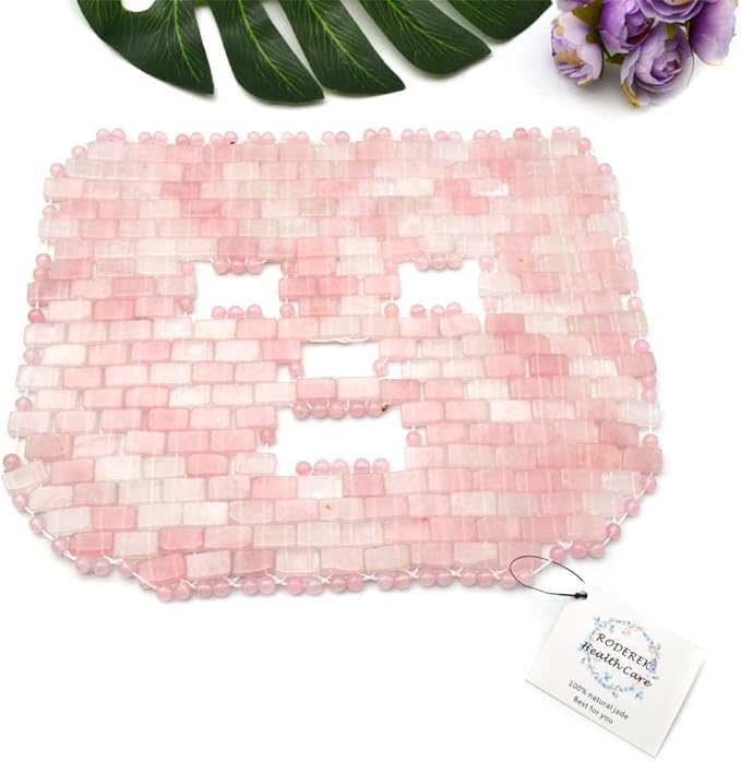 Jade Ice Sleeping Mask, Jade Mask for Relieving Face & Eye Puffiness Migraine, Anti Wrinkle Mask Therapy, Yoga Meditation Tools (Rose Quartz)-GlimoraGlow