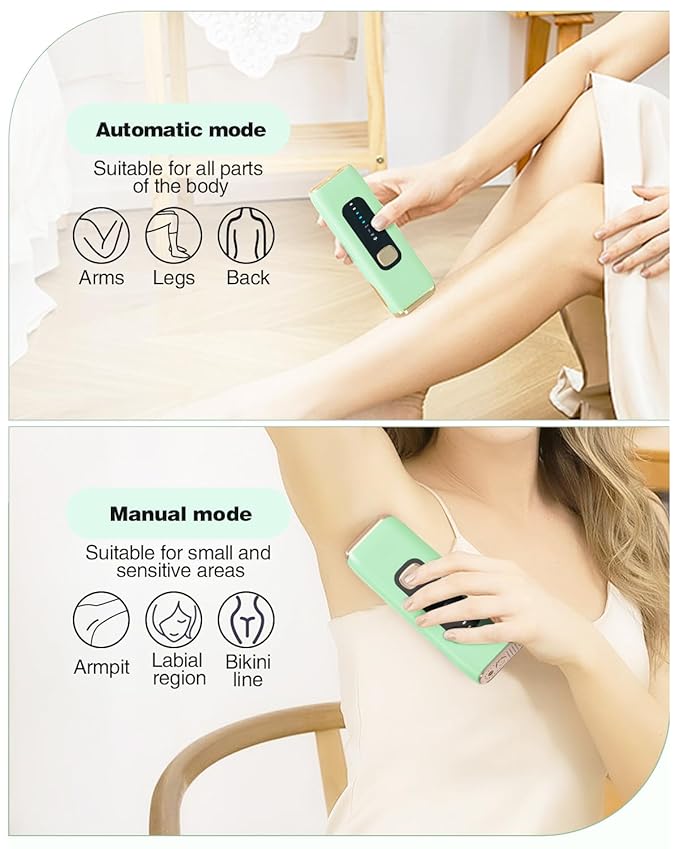 IPL Laser Hair Removal Device for Women Men at Home, Upgraded to 999,900 Flashes Permanent for Facial Legs Arms Bikini Line Whole Body Treatment-GlimoraGlow