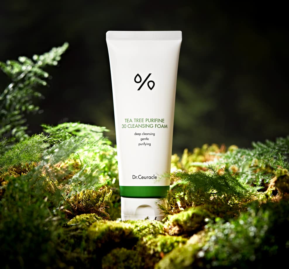Dr.Ceuracle by leegeehaam Tea Tree Purifine Cleansing Foam (150ml / 5.07 fl. oz.) - Gel to Foam Mild Soothing Daily Cleanser with Fine Bubbles, Sebum Reducing and Hydrating for Sensitive Skin-GlimoraGlow