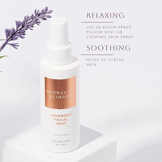 Georgette Klinger Lavender Facial Mist - Moisturizing and Long-Lasting Facial Spray with Aromatherapy, Antioxidants, and Skin-Plumping, Makeup Setting for Dewy, Hydrated Skin - 4.2 oz-GlimoraGlow