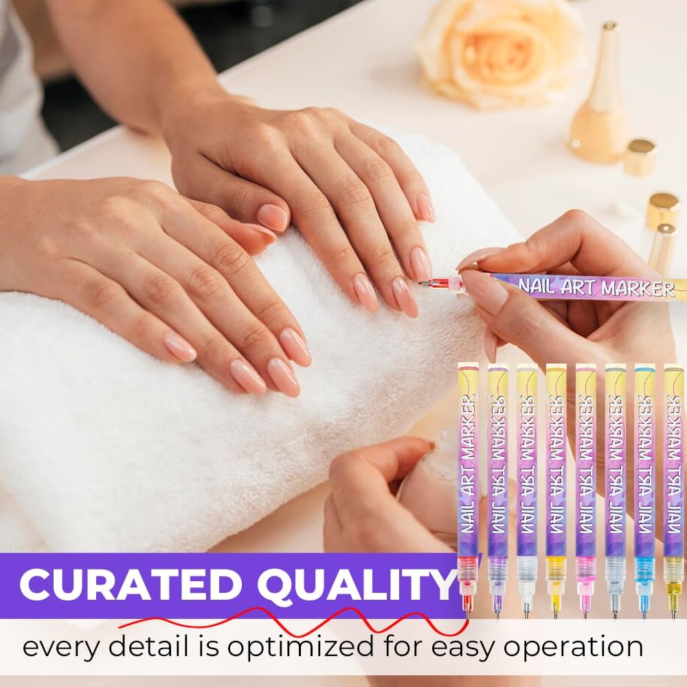12 Colors Nail Art Pens Set, 2025 Upgrade Nail Art Markers for Gel Nails, 3D Nail Polish Pens, Drawing Painting Point Dotting Pen Acrylic Paint Marker for DIY Nails Art Manicure Tools (1 Set)-GlimoraGlow