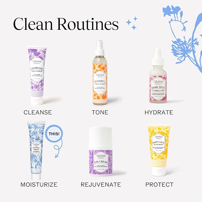 LilyAna Naturals Anti Aging Retinol Face Cream for Women – Wrinkle & Neck Cream for Firming, Retinol Moisturizer for Face with Hyaluronic Acid, Hydrating Night Cream for Fine Lines, Collagen Boost-GlimoraGlow