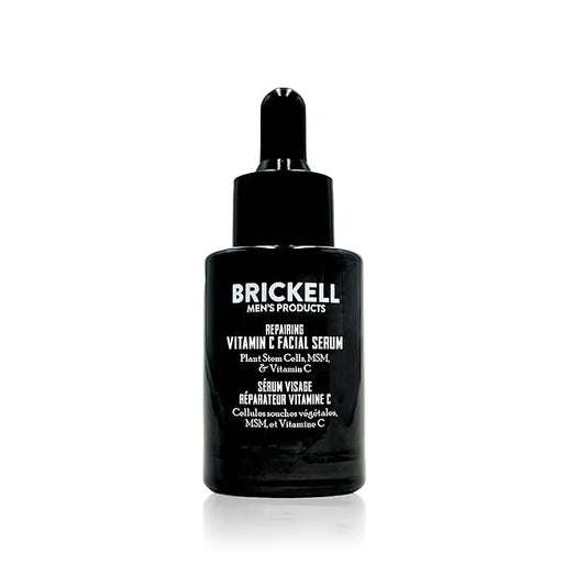 Brickell Men's Anti Aging Vitamin C Serum For Face, Repairing Night Facial Serum for Men, Natural and Organic Hyaluronic Acid Serum For Face to Diminish Wrinkles and Reduce Redness, 1 Ounce, Unscented-GlimoraGlow