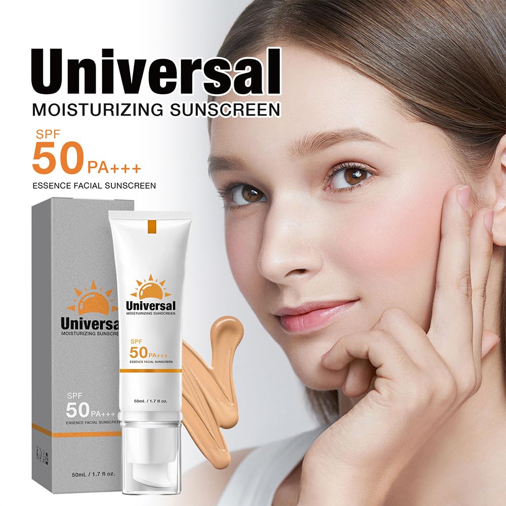 Tinted Sunscreen For Face SPF 50, 2 PCS Universal Protector Solar 50 Moisturizer, Hydrating Sun Essence Face Sunscreen, UV Defense, Travel Size, 50ml-GlimoraGlow