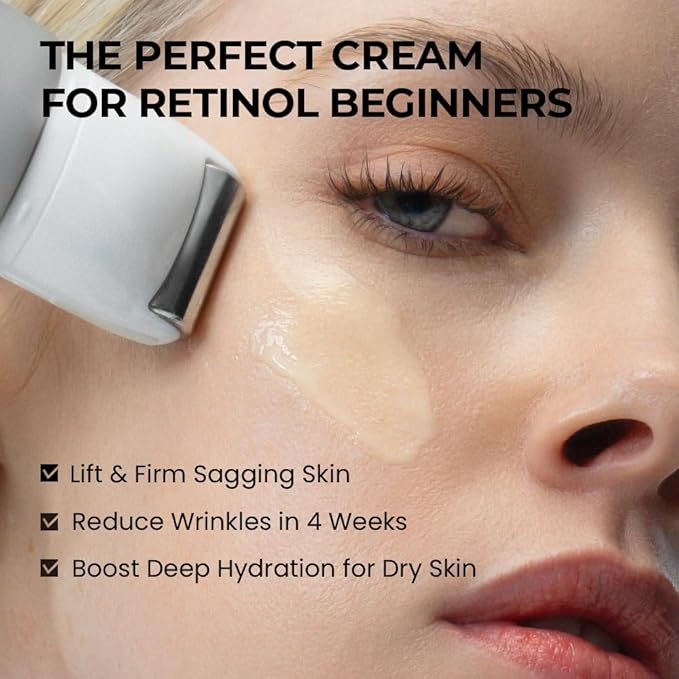 [SKIN&LAB] Retinol Lifting Roller Cream with Massage applicator, Vegan Anti Aging Face and Neck Cream for Reduce Wrinkles and Fine Line, For Face, Neck, Décolleté Wrinkle Care, 1.69 fl. oz.-GlimoraGlow