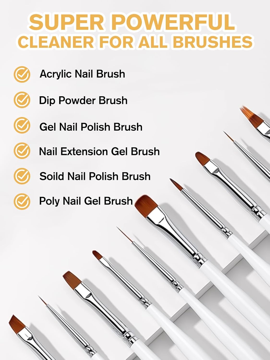 EBANKU 120ml Acrylic Nail Brush Cleaner, 3 in 1 Nail Art Brushes Conditioner Nail Brush Clean Solution Quickly Clean for Solid Gel Polish/Nail Extension Gel-GlimoraGlow