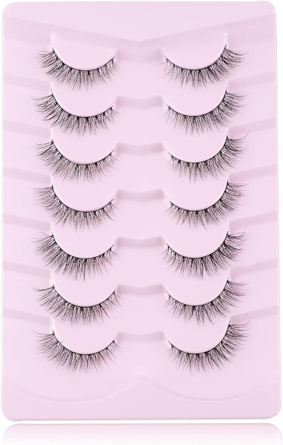 Natural Everyday Wispy Lashes False Eyelashes Natural Look Natural Flared Eyelashes False Eye Lashes Soft Fluffy Lashes 7 Pairs-D22-GlimoraGlow