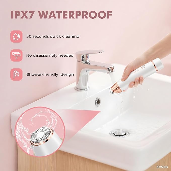 2 in 1 Bikini Trimmer for Women, Dual Head Electric Razor, IPX7 Waterproof Wet/Dry Use Women Electric Shaver, Painless Body Facial Hair Remover for Bikini Legs Arm Underarm, (White)-GlimoraGlow