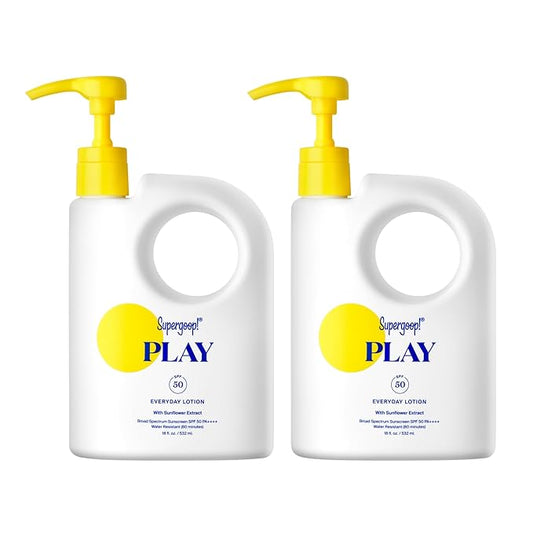 Supergoop! PLAY Everyday Lotion SPF 50 - Broad Spectrum Body & Face Sunscreen - Great for Active Days - Fast Absorbing, Water & Sweat Resistant - 18 fl oz - 2 Pack-GlimoraGlow