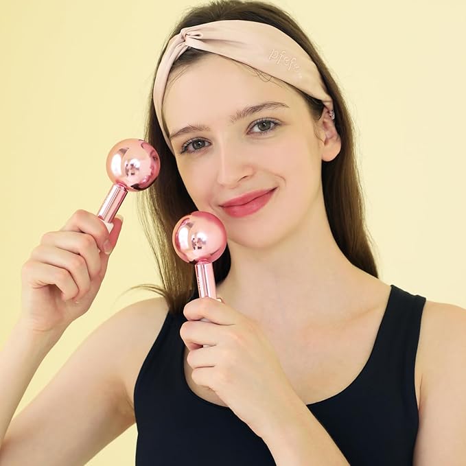 Ice Globes for Face & Eyes, Unbreakable Stainless Steel Cryo Sticks for Beauty Routines, Facials Cold Roller Colling Globes for Puffiness, Wrinkles, Dark Circles, Headaches-GlimoraGlow