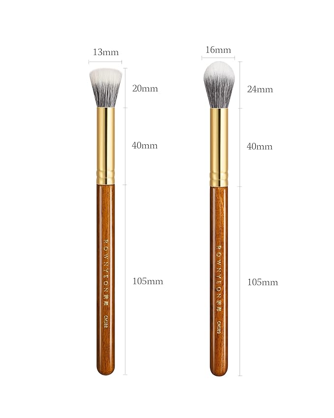 Desert Oak Series Dual Wool Blush Brush - Flat Top Goat Hair for Diffused Powder & Cream Blush, Seamless Blending, Bubinga Handle (CM 188)-GlimoraGlow