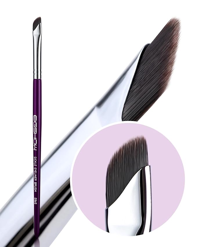 Eyeliner Brush, EIGSHOW Sickle Angled Gel Eyeliner Makeup Brush for Precise Eye Liner, Eyebrow, Eyelid with Ultra Thin Vegan Bristles (E865 Purple)-GlimoraGlow