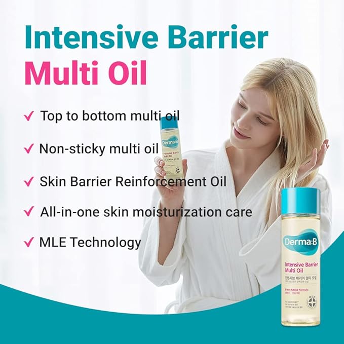 Derma B | Intensive Barrier Multi Body Oil | Moisturizing Non-Sticky Multi-Use Oil After Shower | 10 Botanical Skin Oil for Sensitive Skin | Korean Body Oils for Women & Men | 4.56 fl oz (135ml)-GlimoraGlow
