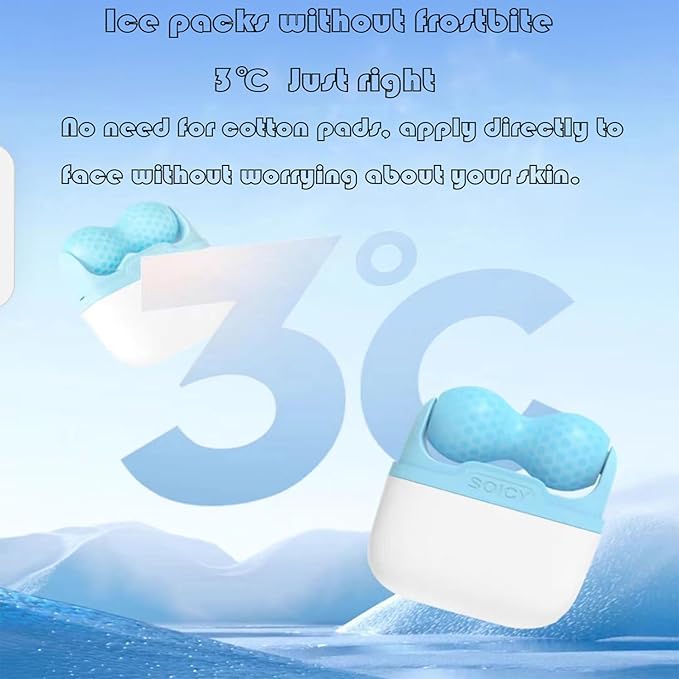 Ice Roller for Face ，Ice Face Roller Cold Therapy Tools, Cold Facial Ice Roller Massager for Eye Puffiness, Migraine, TMJ Pain Relief & Minor Injury, Skin Care Products (Blue)-GlimoraGlow
