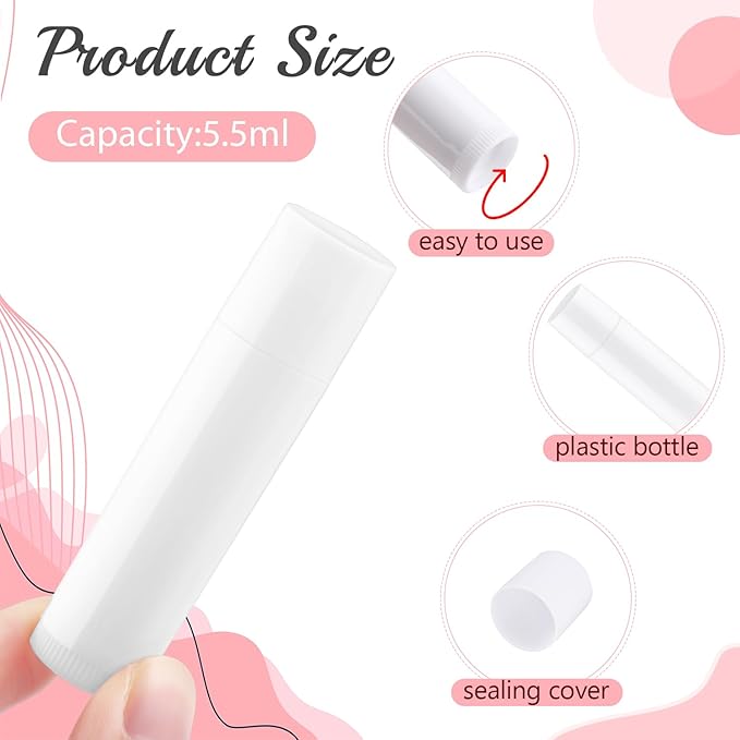 100 Pcs 5.5ml Bulk Empty Lip Balm Tubes Refillable Plastic Lip Gloss Container Travel Lipstick Tubes Chapstick Tubes Holder For DIY Homemade Lip Balm (white)-GlimoraGlow
