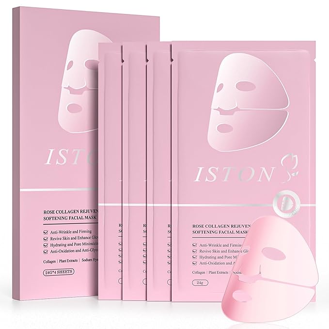 ISTON Bio-Collagen Face Mask,Overnight Revitalizing Hydrating Face Mask for Glowing Skin | Visible Firming, Deep Hydration & Refined Pores | Peptides, NMN & Hyaluronic Acid Masks For All Skin Type-GlimoraGlow