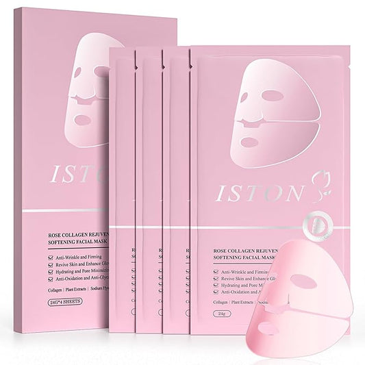 ISTON Bio-Collagen Face Mask,Overnight Revitalizing Hydrating Face Mask for Glowing Skin | Visible Firming, Deep Hydration & Refined Pores | Peptides, NMN & Hyaluronic Acid Masks For All Skin Type-GlimoraGlow
