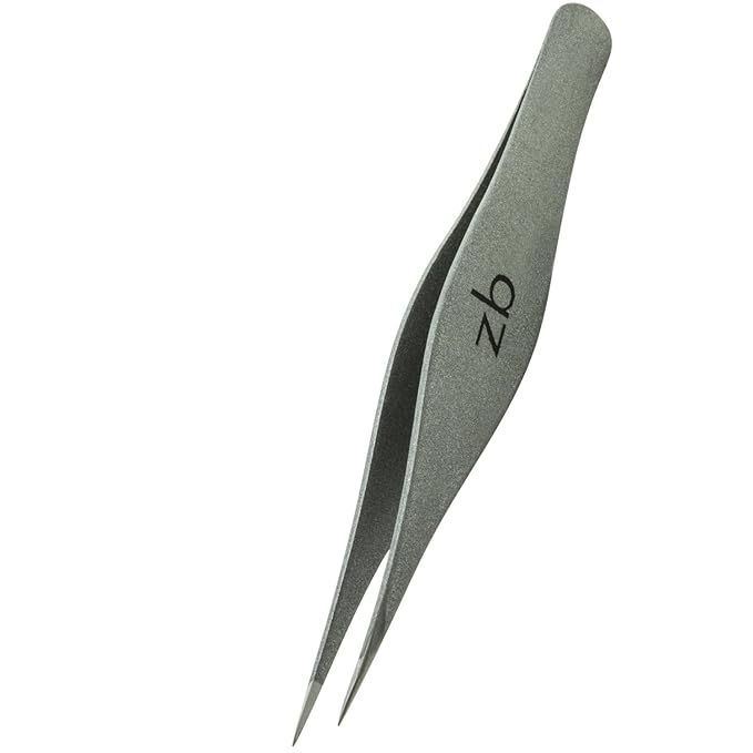 Ingrown Hair Tweezers by Zizzili Basics - Surgical Grade Stainless Steel Fine Pointed Tweezer - Precision Aligned Tips for Splinter, Eyebrow & Facial Hair Removal - with Bonus Tip Guard & Carry Pouch-GlimoraGlow