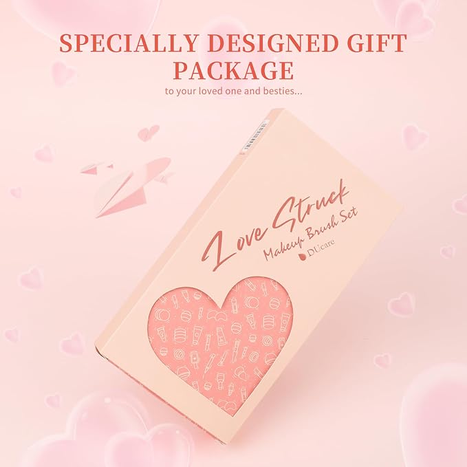 DUcare Makeup Brushes Set 14Pcs Love Struck Makeup Brush Set Premium Synthetic Kabuki Foundation Blending Face Powder Blush Concealers Eye Shadows Brushes-GlimoraGlow