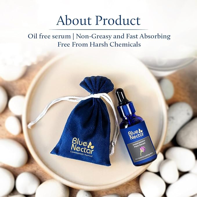 Blue Nectar Bakuchiol Serum for Face with Babchi Oil Extract | Ayurveda Retinol Free Serum for Aging Skin | Oil Free Face Moisturizer for Women & Men (10 Herbs, 1 Fl Oz)-GlimoraGlow