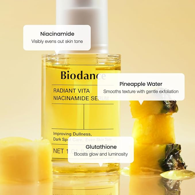 BIODANCE Radiant Vita Niacinamide Serum, Brightening, Dark Spot Care, Hydrating for Sensitive Skin, Filter Glow Serum for All Skin Types, Korean Skincare | 1.01 floz x 1 ea-GlimoraGlow