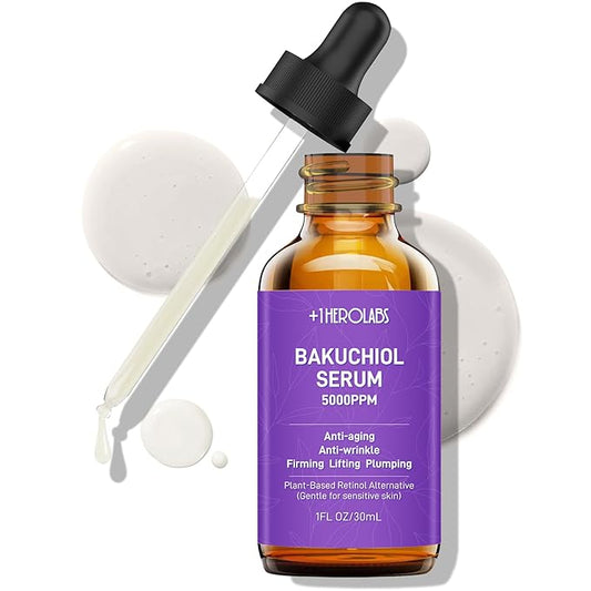 Bakuchiol Retinol Serum for Face, Retinol Alternative for Sensitive Skin with Vitamin E, Hyaluronic Acid, Collagen, Serum for Anti-Aging, Wrinkle Reduction Skin Firming & Smoothing 1 oz-GlimoraGlow