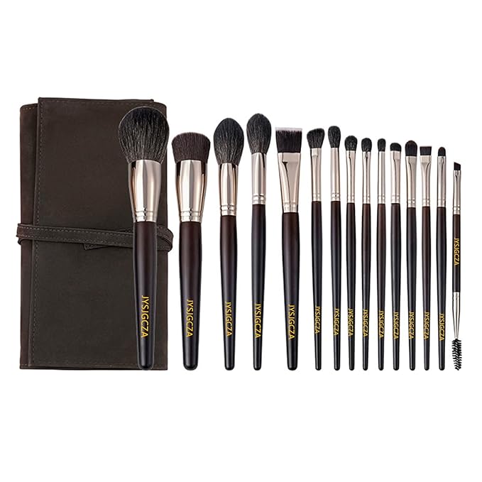Professional makeup brush set with makeup bag. Includes Brushes for Contouring, Highlighting, Eyeshadow, Foundation & More. 15 Pcs Wool makeup brush-GlimoraGlow