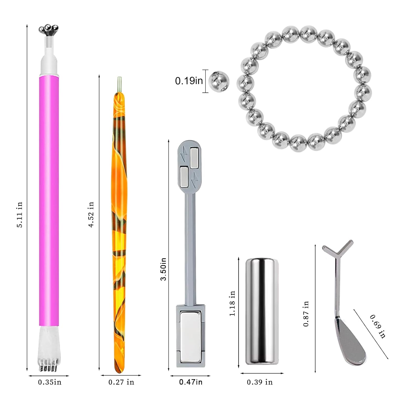 24 Pcs Cat Eye Magnet for Nails + 3 Y-Shaped Metal Brackets for Heart Cat Eye Effect Cylindrical Nail Magnet Magnetic Beads Magnet Double Ended Flower Magnet Stick for Cat Eye Nail Polish-GlimoraGlow