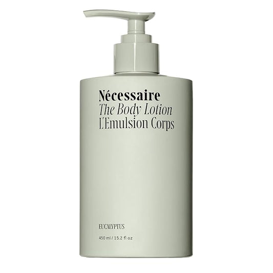 Nécessaire The Body Lotion with Pump. Eucalpytus. Multi-Peptide Firming Lotion to Moisturize, Firm, Strengthen. 2.5% Niacinamide, Vitamin C/E + Omega 6/9. 450ml / 15.2 fl oz-GlimoraGlow
