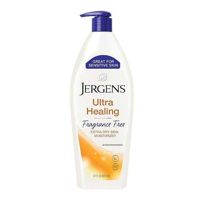 Jergens Ultra Healing Dry Skin Lotion, Hand and Body Moisturizer for Quick Absorption into Extra Dry Skin with Hydralucence Blend, Vitamins C, E and B5, White, 21 oz-GlimoraGlow