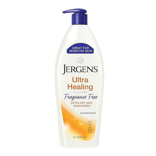 Jergens Ultra Healing Dry Skin Lotion, Hand and Body Moisturizer for Quick Absorption into Extra Dry Skin with Hydralucence Blend, Vitamins C, E and B5, White, 21 oz-GlimoraGlow