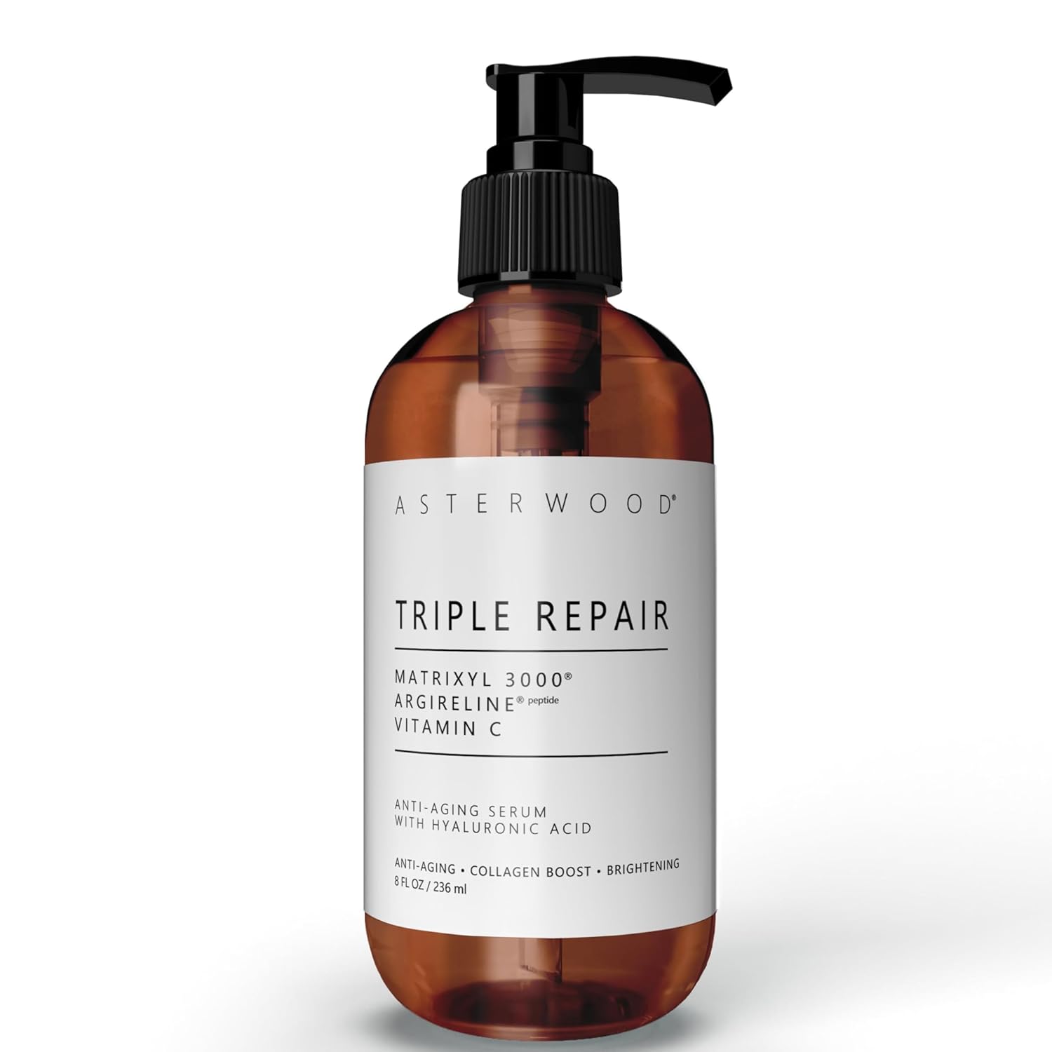 Asterwood Triple Repair Matrixyl 3000 + Argireline + Hyaluronic Acid + Vitamin C Serum for Face - Anti-Aging, Collagen Boosting, Hydrating - Fragrance-Free - 8 Fl Oz-GlimoraGlow