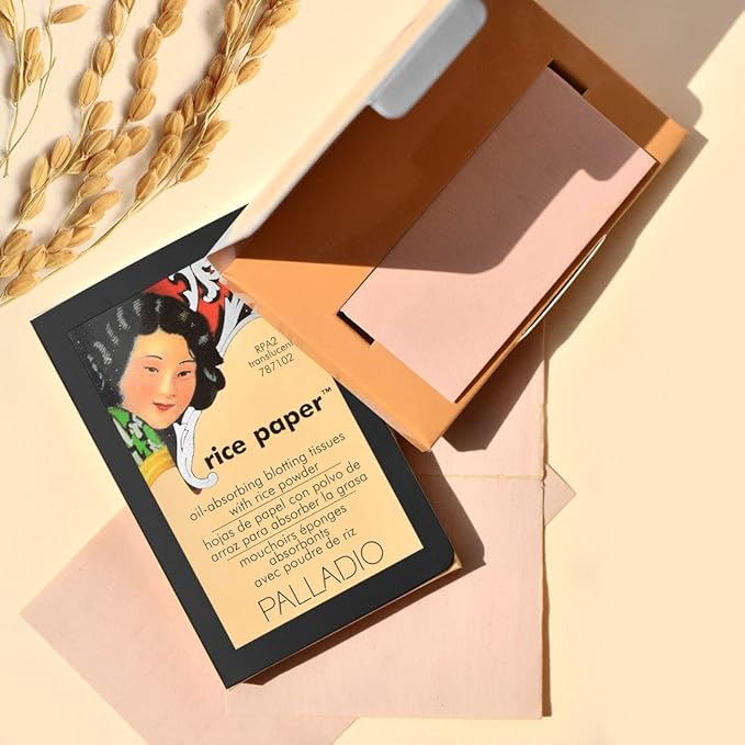 Palladio Rice Paper Facial Tissues for Oily Skin, Face Blotting Sheets Made from Natural Rice, Oil Absorbing Paper with Rice Powder, 2 Sided, Instant Results, Warm Beige, 40 Count (Pack of 3)-GlimoraGlow