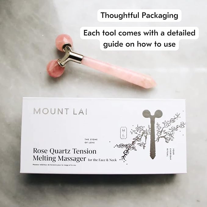 Mount Lai Rose Quartz Tension Melting Facial Massager for Face & Neck – Face Roller to Relieve Tension, Soothe Stress, Improve Circulation & Enhance Skin Radiance-GlimoraGlow
