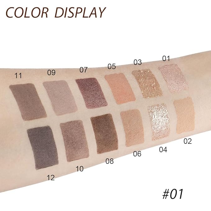 12 Girds Colorful Matte Shimmer Eyeshadow Palette for Eye Makeup,High Pigmented Eye Shadow Primers Powder Palet de sombras de ojos 12-A-GlimoraGlow