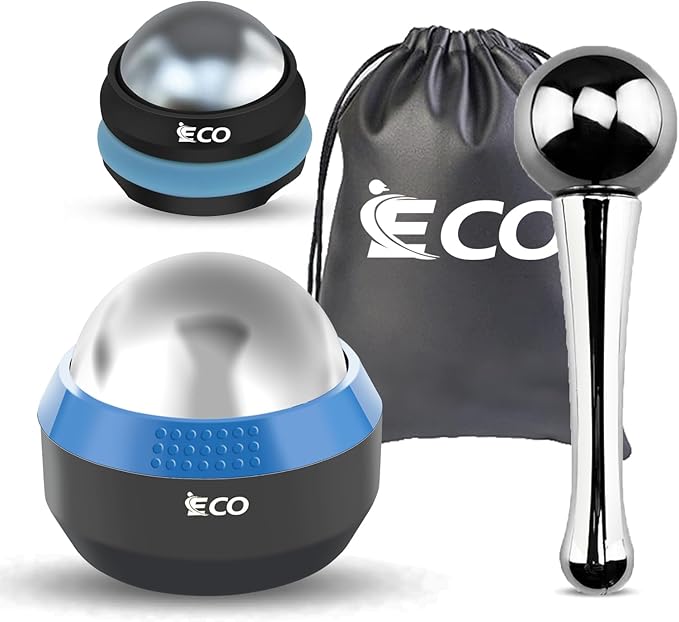 iECO Cryosphere Cold Massage Roller Ball – Ice Cold and Hot for Deep Tissue and Sore Muscle Relief of Stiffness and Stress, Body, Neck, Back, Foot, Plantar Fasciitis, Gifts for Him-GlimoraGlow